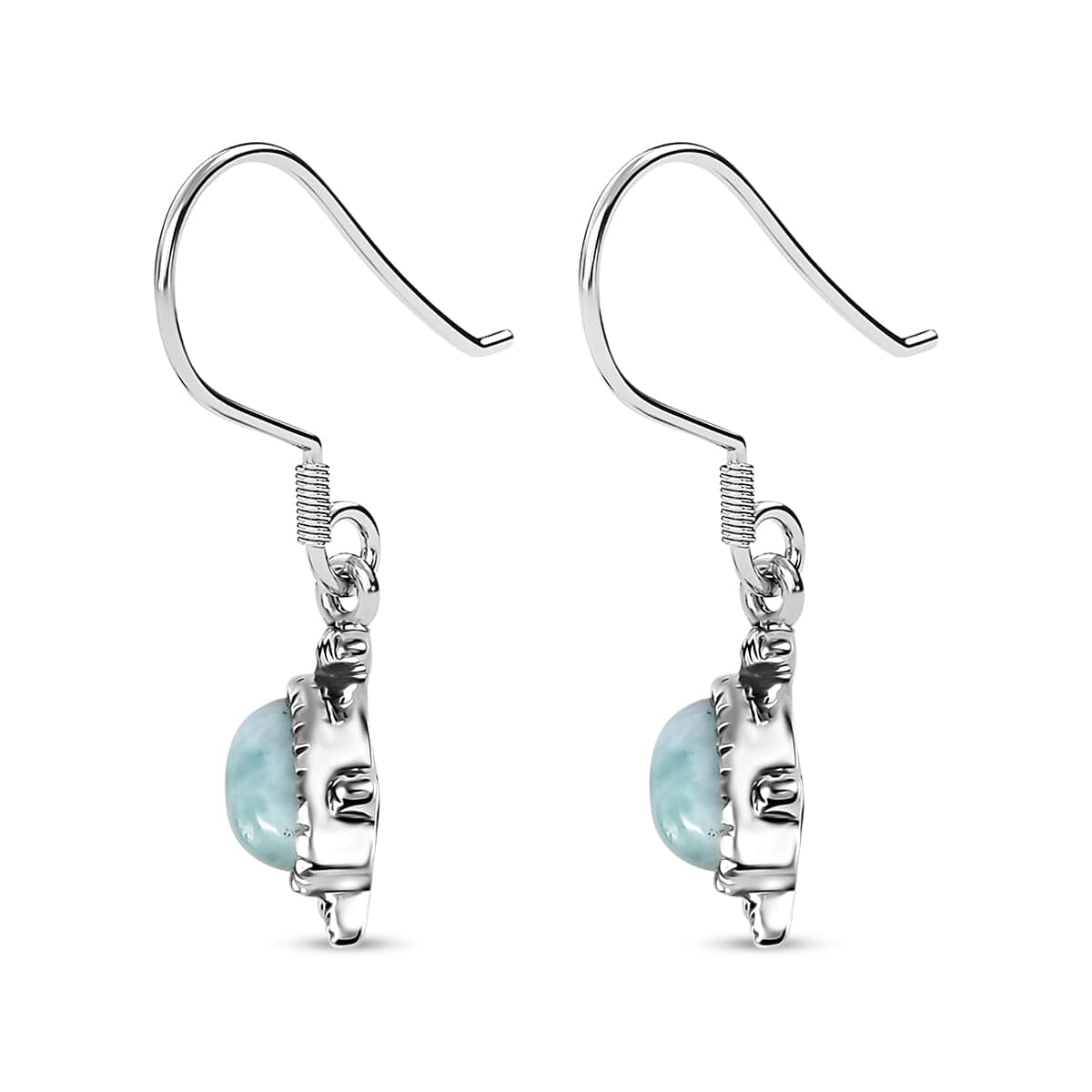 Artisan Crafted Premium Larimar 2.00 ctw Turtle Earrings in Sterling Silver image number 3