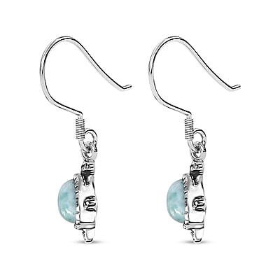Artisan Crafted Premium Larimar 2.00 ctw Turtle Earrings in Sterling Silver