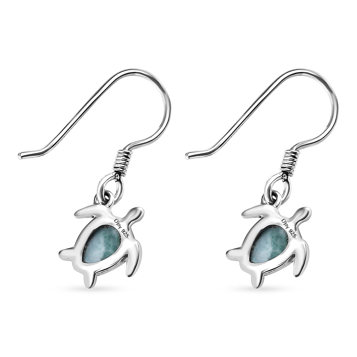 Artisan Crafted Premium Larimar 2.00 ctw Turtle Earrings in Sterling Silver