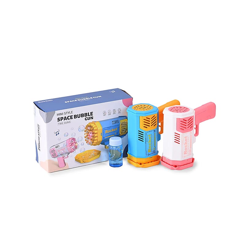 Set of 2 BO 40holes Bubble Baster Bubble Gun with Light (4xAA Battery Not Included)