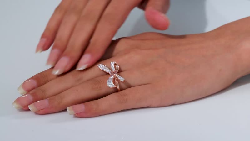 Pink Morganite and Moissanite 1.70 ctw Ring in 18K Vermeil Rose Gold Over Sterling Silver