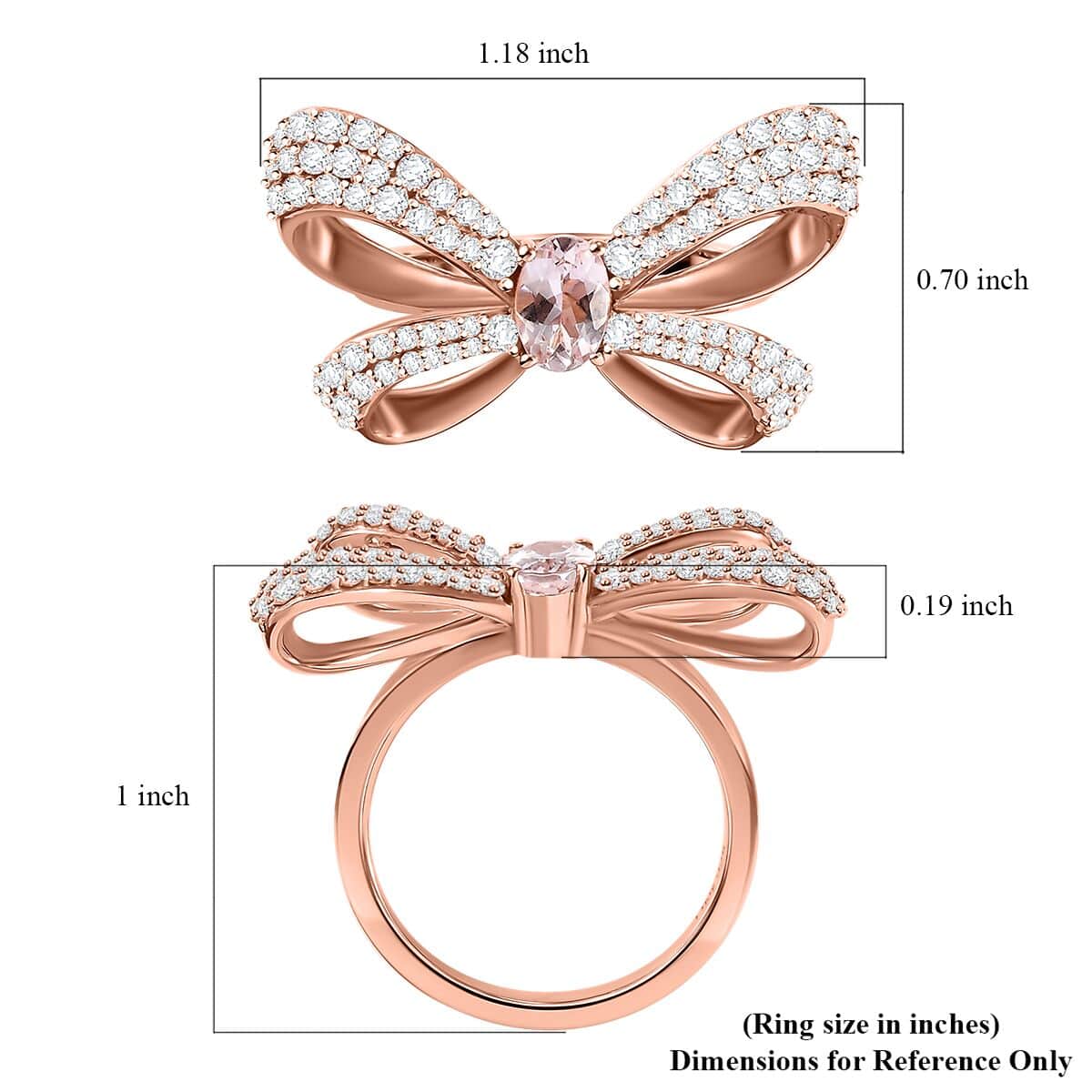 Pink Morganite and Moissanite 1.70 ctw Ring in 18K Vermeil Rose Gold Over Sterling Silver image number 5