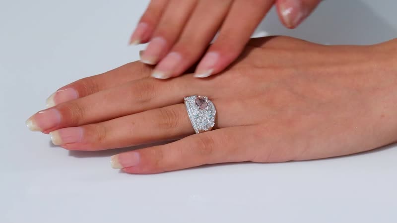 Pink Morganite, Multi Gemstone Ring in Rhodium Over Sterling Silver (Size 8.0) 2.10 ctw