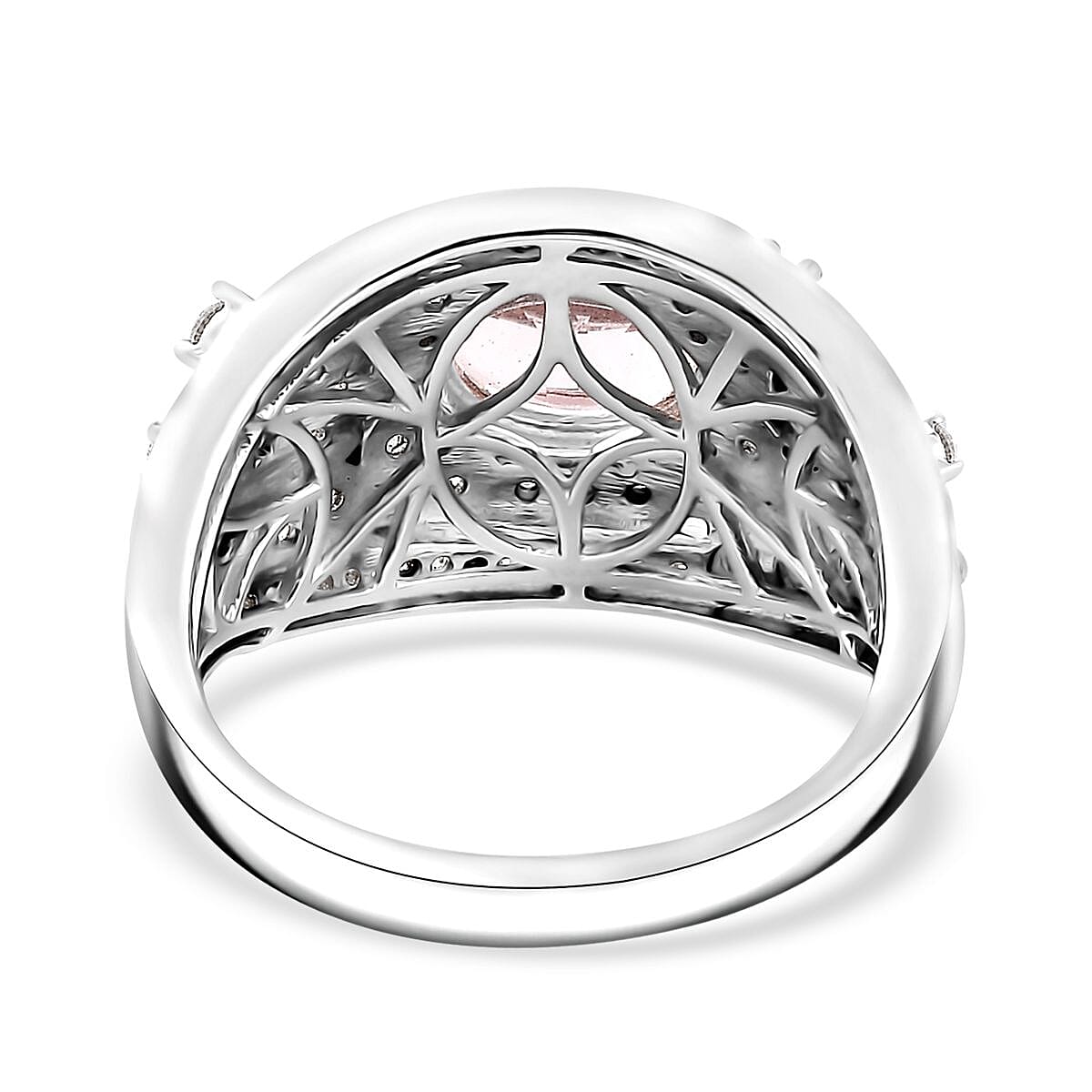 D'Joy Pink Morganite and Multi Gemstone 2.10 ctw Flower Ring in Rhodium Over Sterling Silver (Size 9.0) image number 4