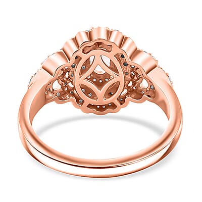 D'Joy Pink Morganite and Moissanite 1.20 ctw Cherry Blossom Ring in 18K Vermeil Rose Gold Over Sterling Silver (Size 10.0)