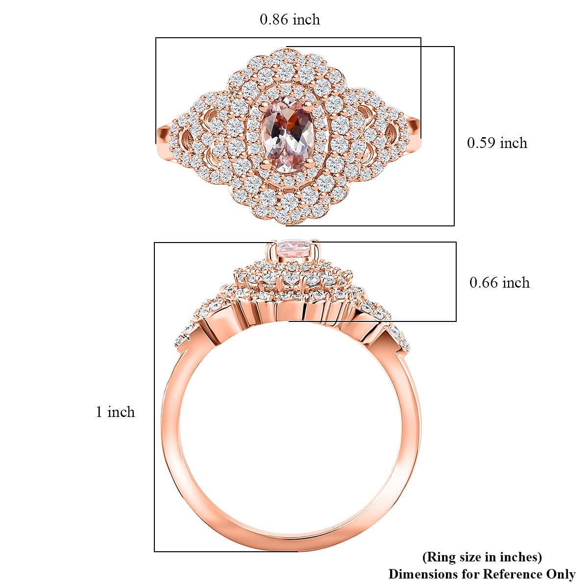 D'Joy Pink Morganite and Moissanite 1.20 ctw Cherry Blossom Ring in 18K Vermeil Rose Gold Over Sterling Silver (Size 10.0)