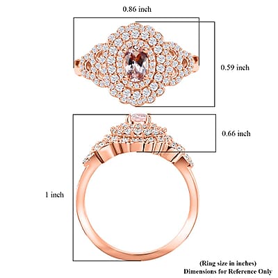 D'Joy Pink Morganite and Moissanite 1.20 ctw Cherry Blossom Ring in 18K Vermeil Rose Gold Over Sterling Silver (Size 10.0)
