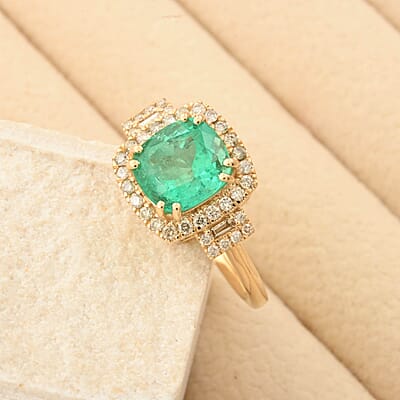 Certified & Appraised Luxoro AAA Boyaca Colombian Emerald and I2 Diamond 2.00 ctw Ring in 14K Yellow Gold (Size 10.0)