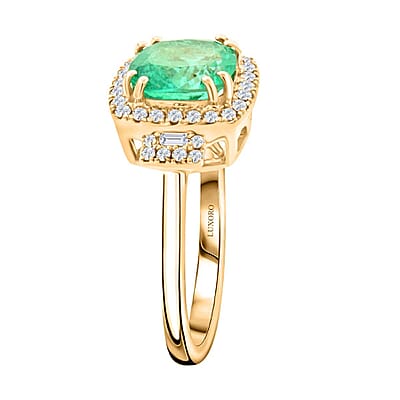 Certified & Appraised Luxoro AAA Boyaca Colombian Emerald and I2 Diamond 2.00 ctw Ring in 14K Yellow Gold (Size 10.0)