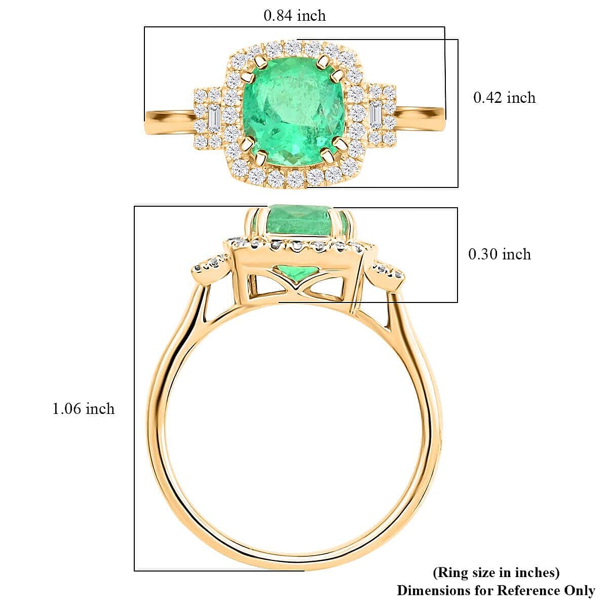 Certified & Appraised Luxoro AAA Boyaca Colombian Emerald and I2 Diamond 2.00 ctw Ring in 14K Yellow Gold (Size 10.0)