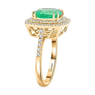 Certified & Appraised Luxoro AAA Boyaca Colombian Emerald and I2 Diamond 3.75 ctw Ring in 14K Yellow Gold (Size 10.0) 4.65 Grams