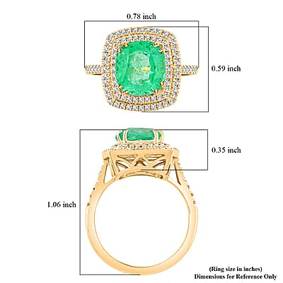 Certified & Appraised Luxoro AAA Boyaca Colombian Emerald and I2 Diamond 3.75 ctw Ring in 14K Yellow Gold (Size 10.0) 4.65 Grams