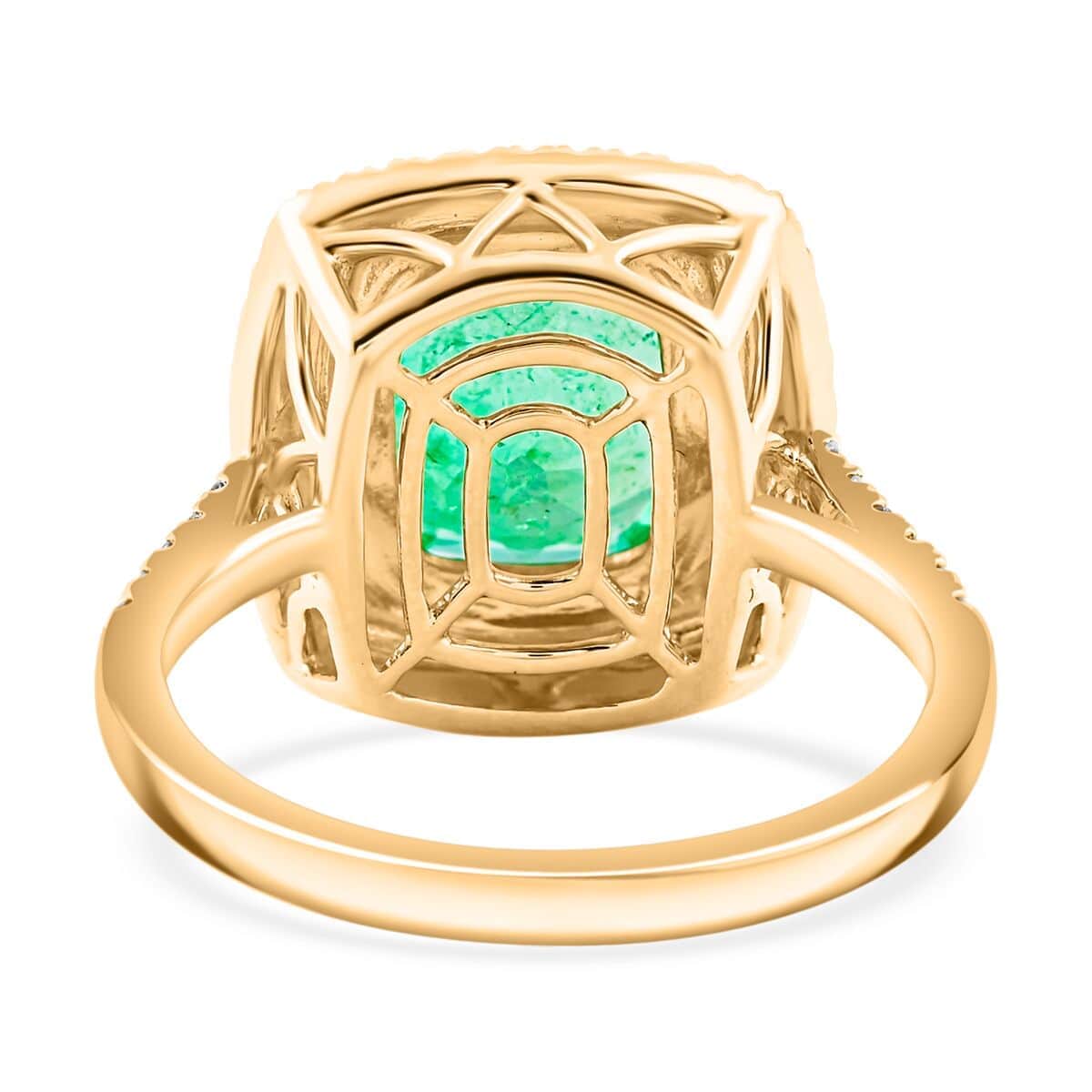 Certified & Appraised Luxoro AAA Boyaca Colombian Emerald and I2 Diamond 3.75 ctw Ring in 14K Yellow Gold (Size 7.0) 4.65 Grams image number 4