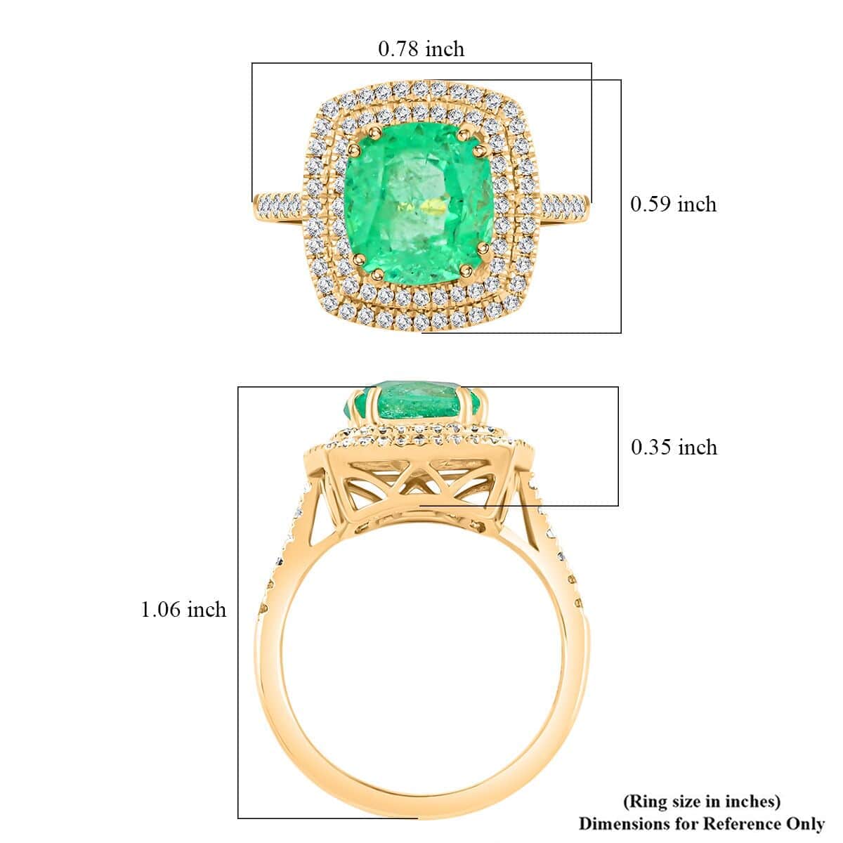 Certified & Appraised Luxoro AAA Boyaca Colombian Emerald and I2 Diamond 3.75 ctw Ring in 14K Yellow Gold (Size 7.0) 4.65 Grams image number 5