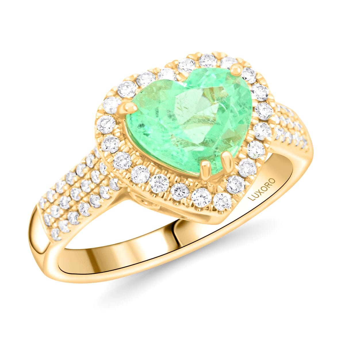 Certified & Appraised Luxoro AAA Boyaca Colombian Emerald and I2 Diamond 2.00 ctw Ring in 14K Yellow Gold (Size 8.0) 4.50 Grams image number 0