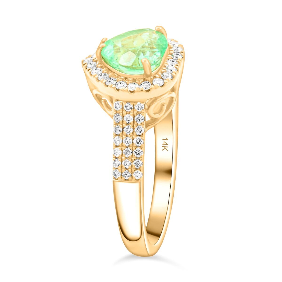 Certified & Appraised Luxoro AAA Boyaca Colombian Emerald and I2 Diamond 2.00 ctw Ring in 14K Yellow Gold (Size 8.0) 4.50 Grams image number 3