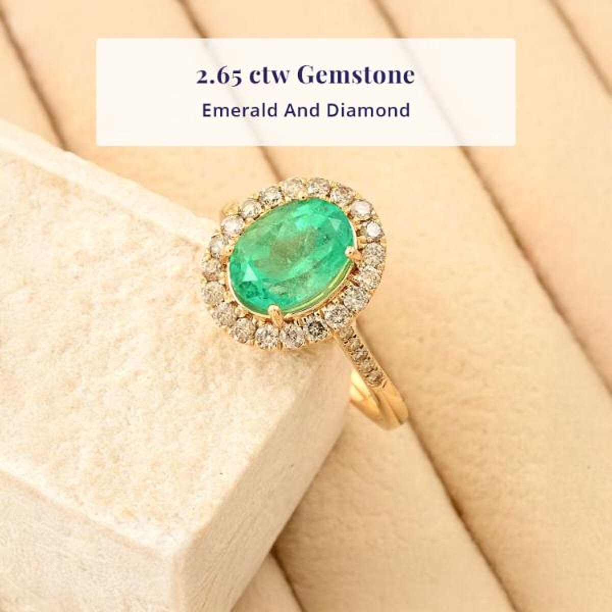 Certified & Appraised Luxoro AAA Boyaca Colombian Emerald and I2 Diamond 2.65 ctw Ring in 14K Yellow Gold (Size 10.0)  image number 3