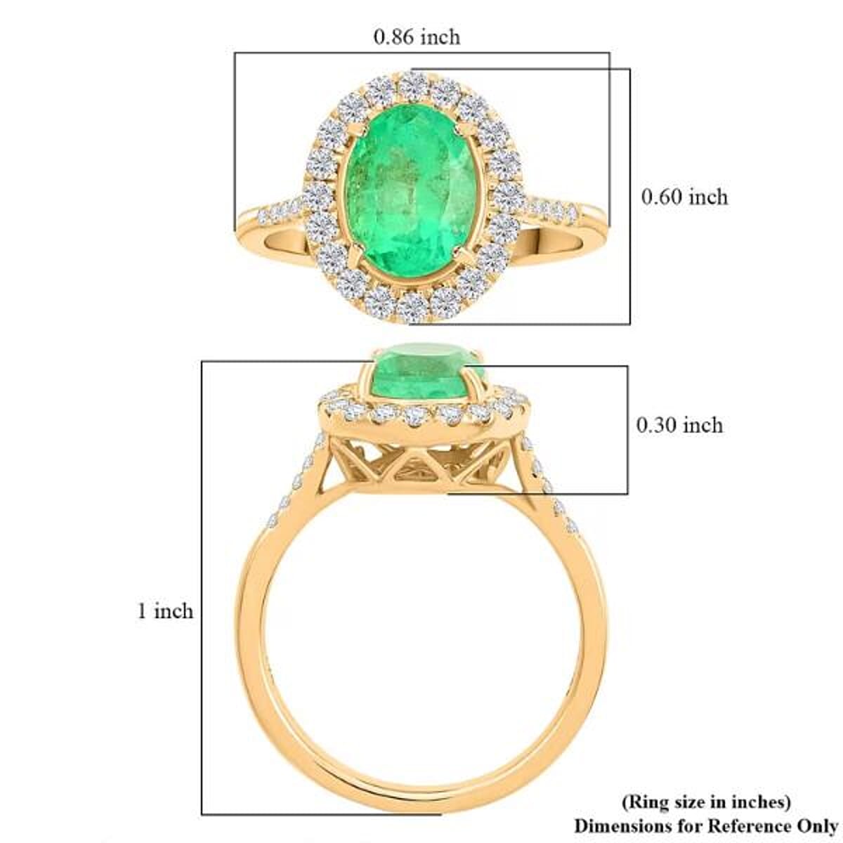 Certified & Appraised Luxoro AAA Boyaca Colombian Emerald and I2 Diamond 2.65 ctw Ring in 14K Yellow Gold (Size 6.0)  image number 5