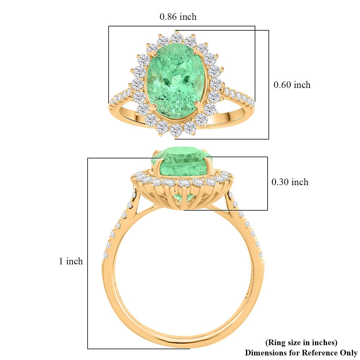 Certified & Appraised Luxoro AAA Boyaca Colombian Emerald and I2 Diamond 3.85 ctw Ring in 14K Yellow Gold (Size 10.0)