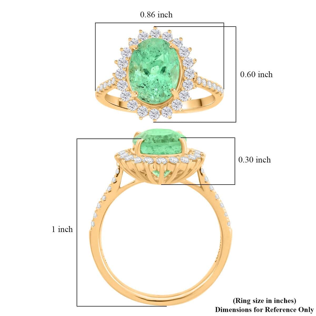 Certified & Appraised Luxoro AAA Boyaca Colombian Emerald and I2 Diamond 3.85 ctw Ring in 14K Yellow Gold (Size 7.0) image number 4