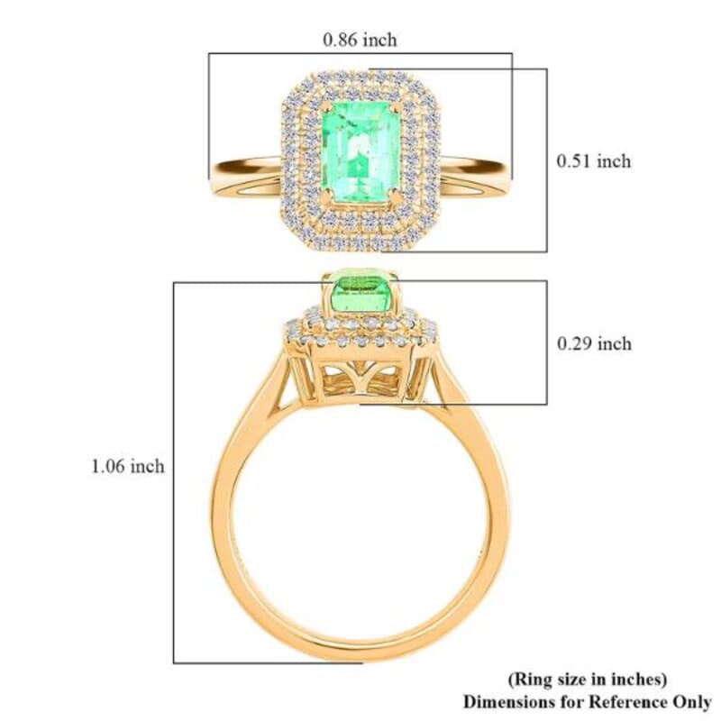 Certified & Appraised Luxoro AAA Boyaca Colombian Emerald and I2 Diamond 1.65 ctw Ring in 14K Yellow Gold (Size 10.0) 4.27 Grams
