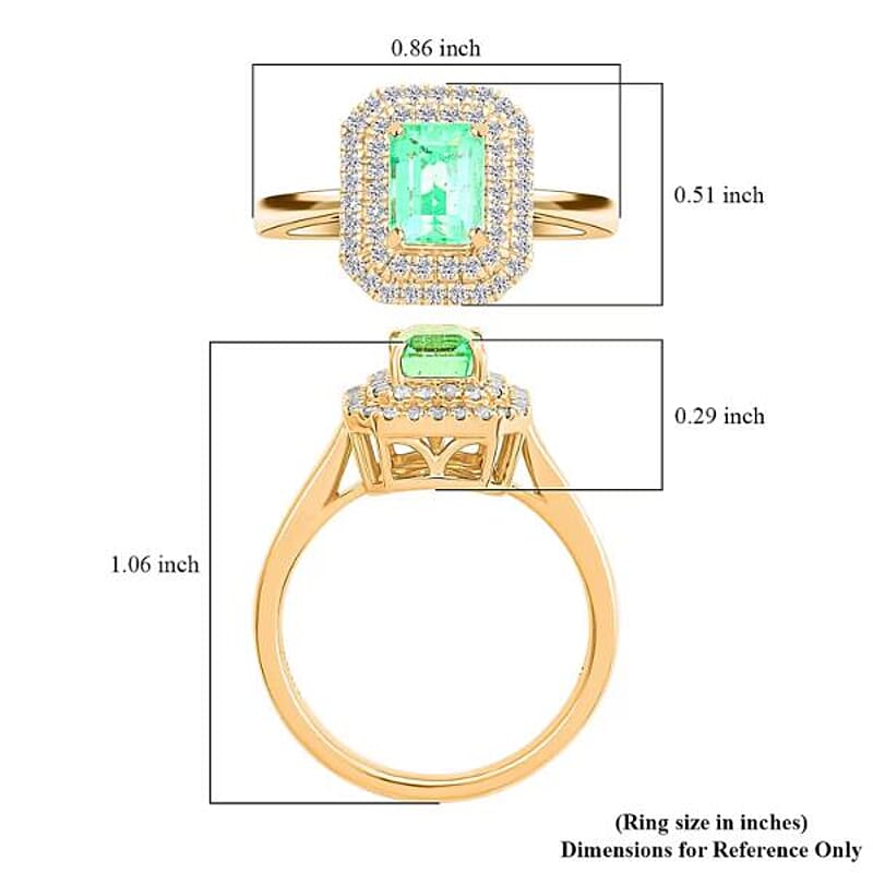 Certified & Appraised Luxoro AAA Boyaca Colombian Emerald and I2 Diamond 1.65 ctw Ring in 14K Yellow Gold (Size 10.0) 4.27 Grams