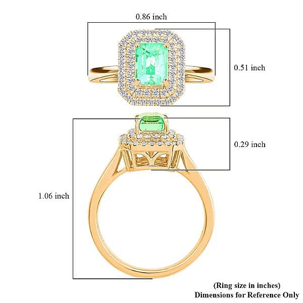 Certified & Appraised Luxoro AAA Boyaca Colombian Emerald and I2 Diamond 1.65 ctw Ring in 14K Yellow Gold (Size 6.0) 4.27 Grams