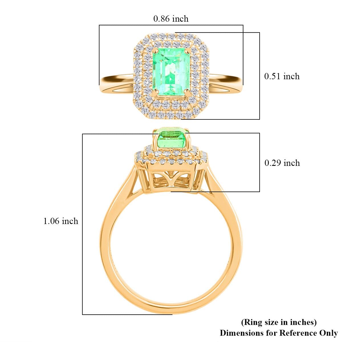 Certified & Appraised Luxoro AAA Boyaca Colombian Emerald and I2 Diamond 1.65 ctw Ring in 14K Yellow Gold (Size 7.0) 4.27 Grams image number 4