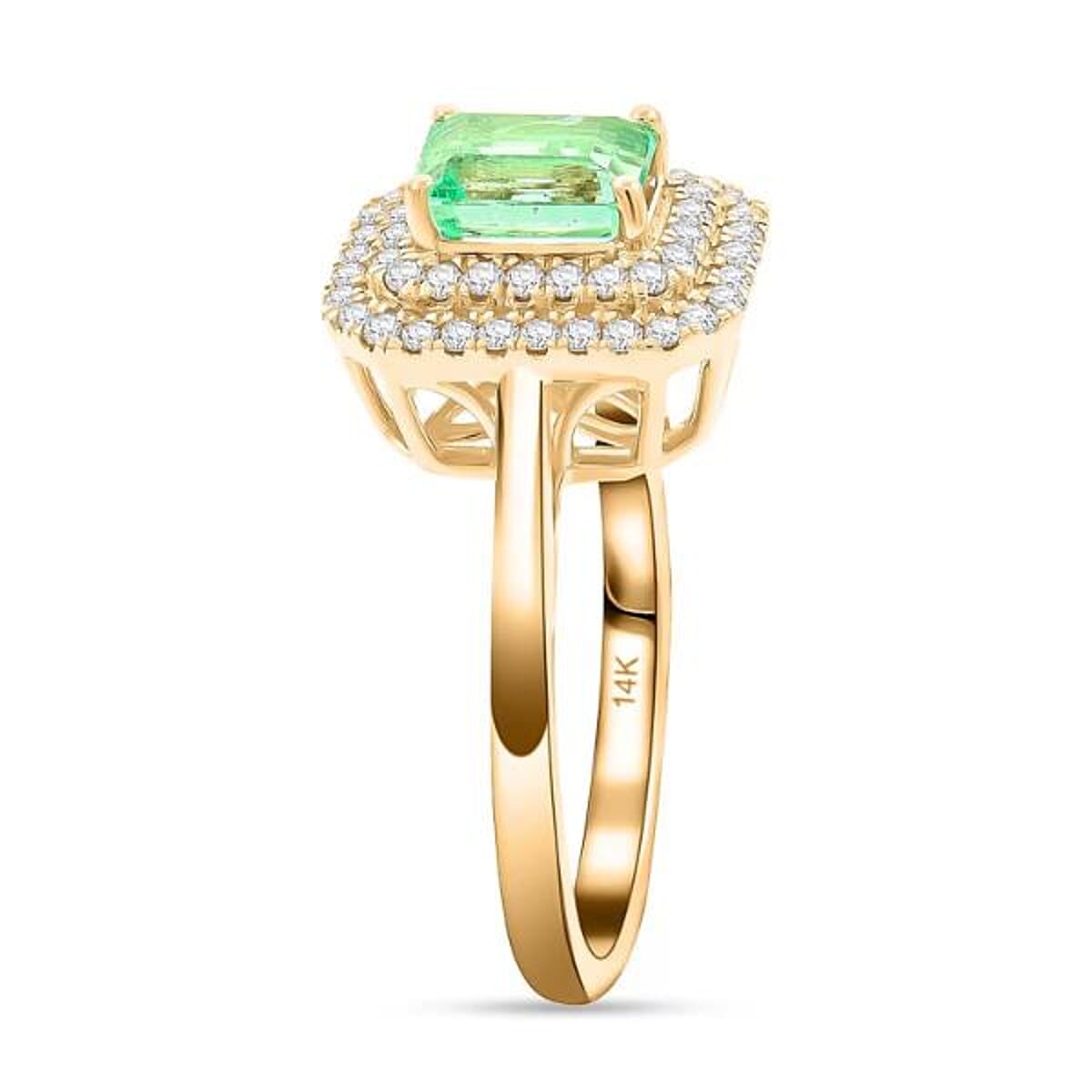 Certified & Appraised Luxoro AAA Boyaca Colombian Emerald and I2 Diamond 1.65 ctw Ring in 14K Yellow Gold (Size 7.0) 4.27 Grams image number 6