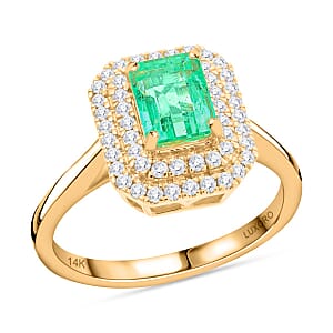 Certified & Appraised Luxoro AAA Boyaca Colombian Emerald and I2 Diamond 1.65 ctw Ring in 14K Yellow Gold (Size 8.0) 4.27 Grams