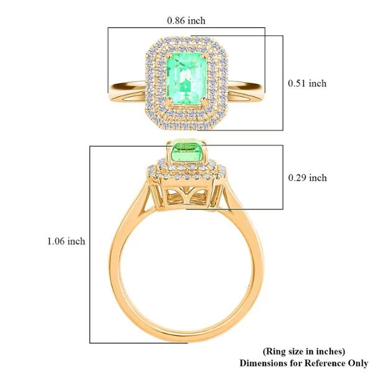 Certified & Appraised Luxoro AAA Boyaca Colombian Emerald and I2 Diamond 1.65 ctw Ring in 14K Yellow Gold (Size 9.0) 4.27 Grams image number 5