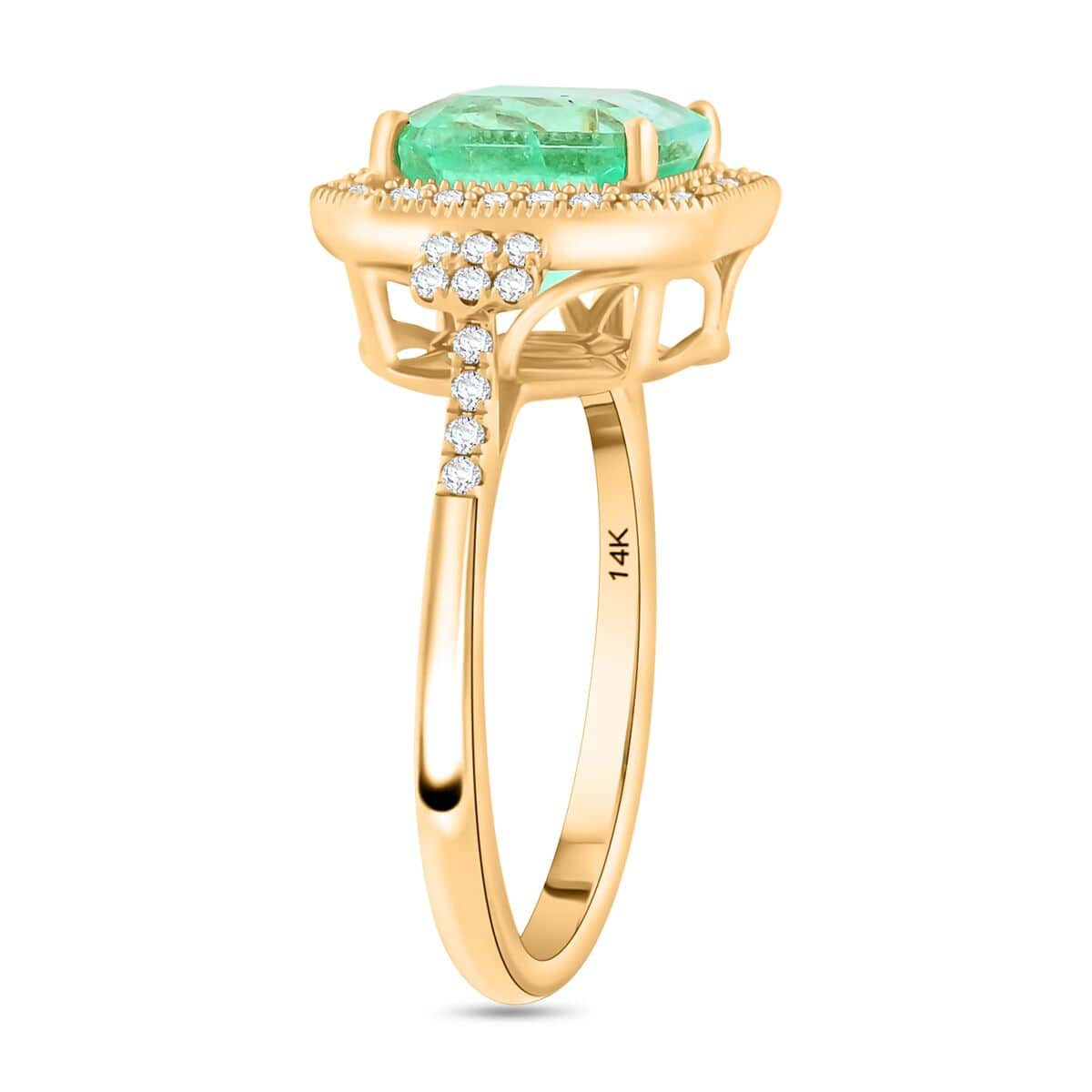 Certified & Appraised Luxoro 14K Yellow Gold AAA Boyaca Colombian Emerald, Diamond (I2) (0.36 cts) Ring (Size 10.0) 3.00 ctw image number 3