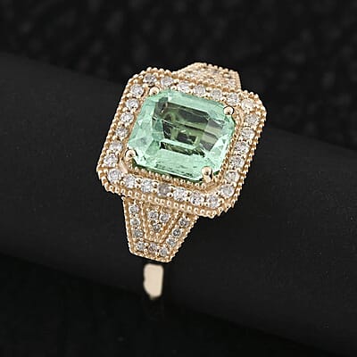 Certified & Appraised Luxoro AAA Boyaca Colombian Emerald and I2 Diamond 2.10 ctw Ring in 14K Yellow Gold (Size 10.0) 5.64 Grams