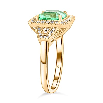 Certified & Appraised Luxoro AAA Boyaca Colombian Emerald and I2 Diamond 2.10 ctw Ring in 14K Yellow Gold (Size 10.0) 5.64 Grams