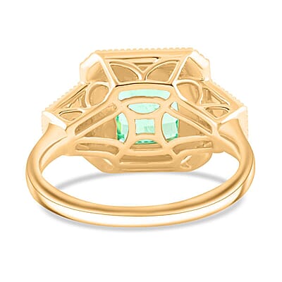 Certified & Appraised Luxoro AAA Boyaca Colombian Emerald and I2 Diamond 2.10 ctw Ring in 14K Yellow Gold (Size 10.0) 5.64 Grams