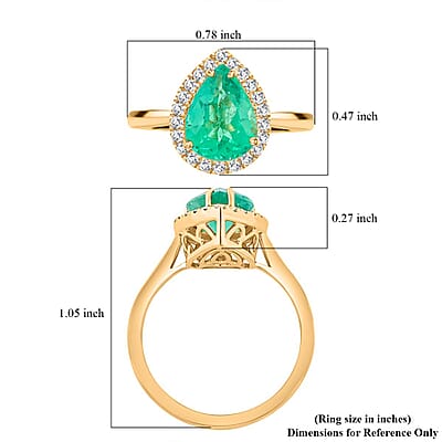 Certified & Appraised Luxoro AAA Boyaca Colombian Emerald and I2 Diamond 2.35 ctw Ring in 14K Yellow Gold (Size 10.0)