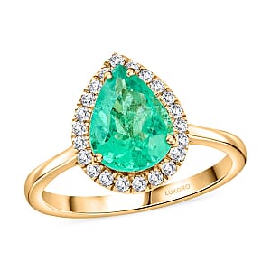 Certified & Appraised Luxoro AAA Boyaca Colombian Emerald and I2 Diamond 2.35 ctw Ring in 14K Yellow Gold (Size 6.0)