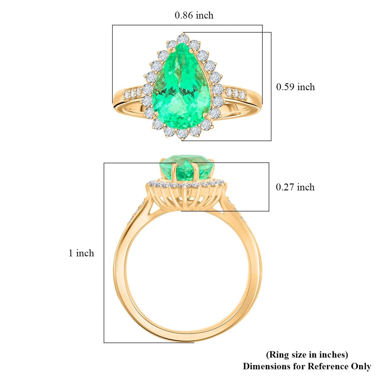 Certified & Appraised Luxoro AAA Boyaca Colombian Emerald and I2 Diamond 3.10 ctw Ring in 14K Yellow Gold (Size 7.0) 4.25 Grams image number 4