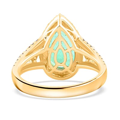 Certified & Appraised Luxoro AAA Boyaca Colombian Emerald and I2 Diamond 3.60 ctw Ring in 14K Yellow Gold (Size 10.0) 4.68 Grams