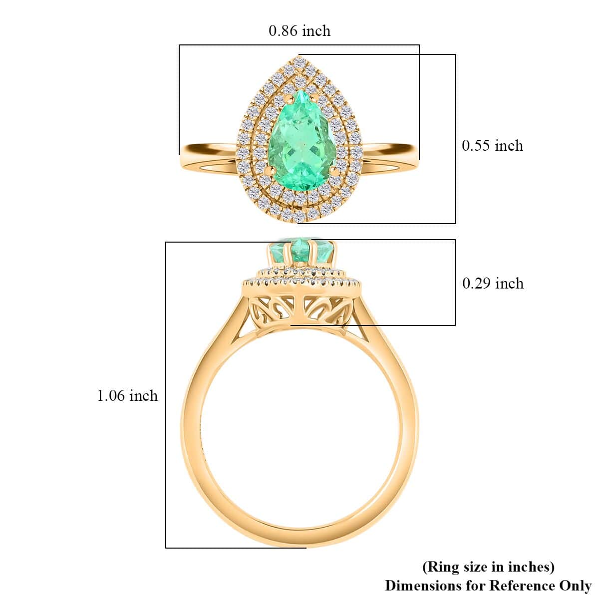 Certified & Appraised Luxoro AAA Boyaca Colombian Emerald and I2 Diamond 1.50 ctw Ring in 14K Yellow Gold (Size 6.0) 4.25 Grams image number 5