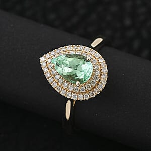Certified & Appraised Luxoro AAA Boyaca Colombian Emerald and I2 Diamond 1.50 ctw Ring in 14K Yellow Gold (Size 7.0) 4.25 Grams