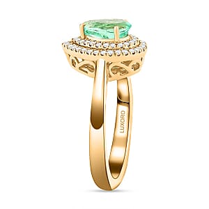 Certified & Appraised Luxoro AAA Boyaca Colombian Emerald and I2 Diamond 1.50 ctw Ring in 14K Yellow Gold (Size 7.0) 4.25 Grams