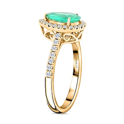 Certified & Appraised Luxoro AAA Boyaca Colombian Emerald and I2 Diamond 1.50 ctw Ring in 14K Yellow Gold