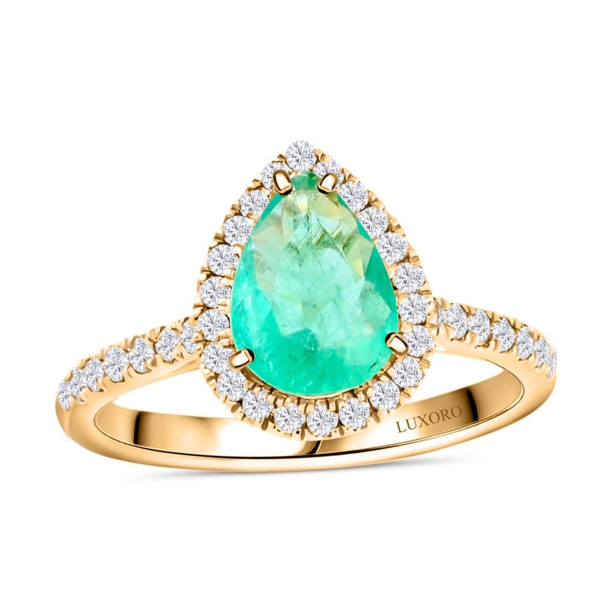 Certified & Appraised Luxoro AAA Boyaca Colombian Emerald and I2 Diamond 1.50 ctw Ring in 14K Yellow Gold (Size 8.0) image number 0