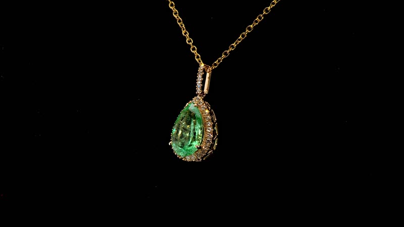 Certified & Appraised Luxoro AAA Boyaca Colombian Emerald and I2 Diamond 3.60 ctw Pendant in 14K Yellow Gold