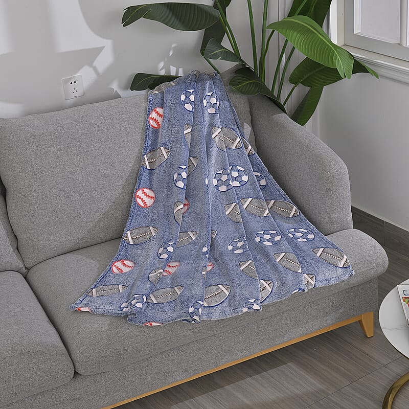 Livmore Dark Blue Rugby Glow in the Dark Blanket