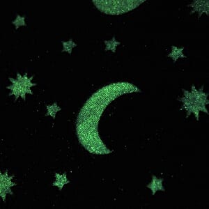 Livmore Gray Moon Pattern Glow-in-The-Dark Carpet