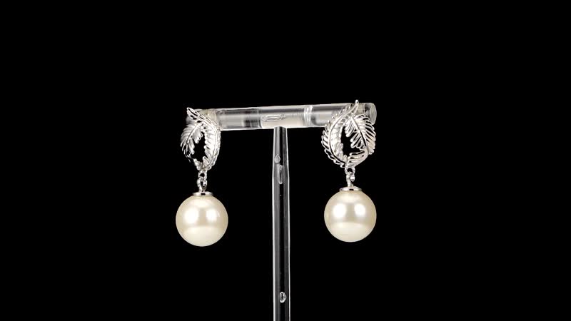 White Shell Pearl Drop Earrings in Silvertone