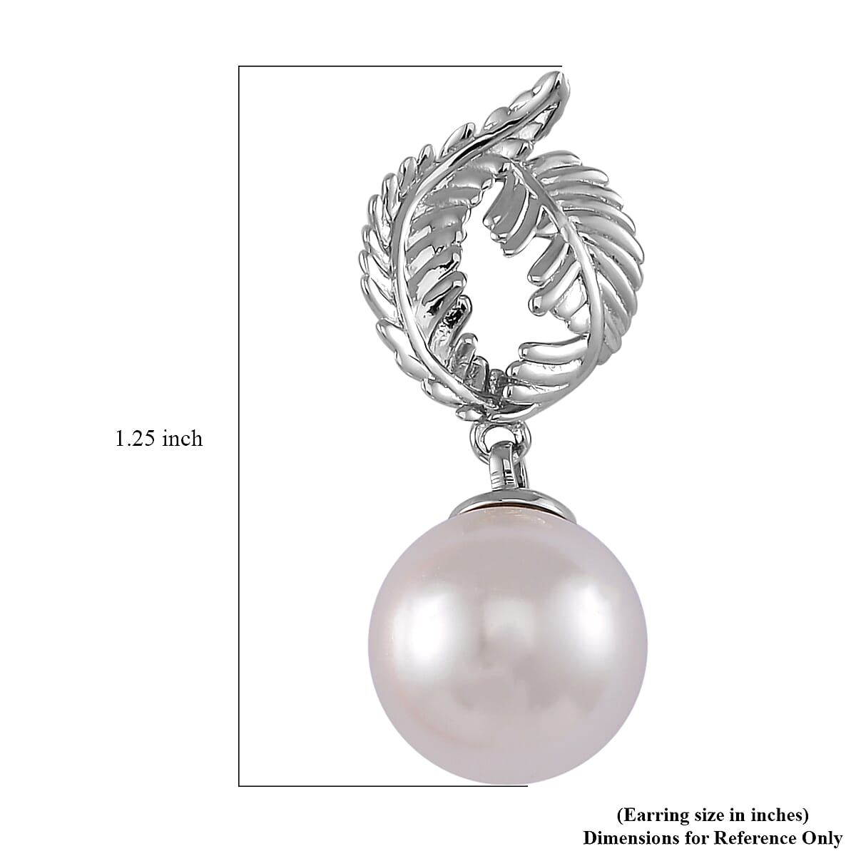 White Shell Pearl Drop Earrings in Silvertone