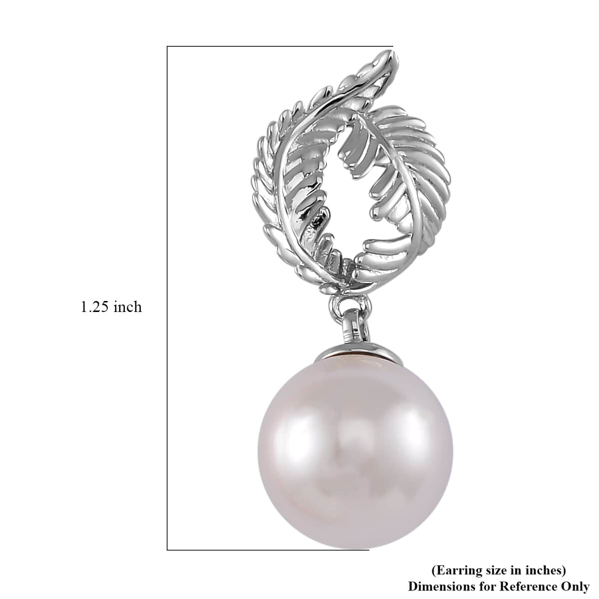 White Shell Pearl Drop Earrings in Silvertone image number 5